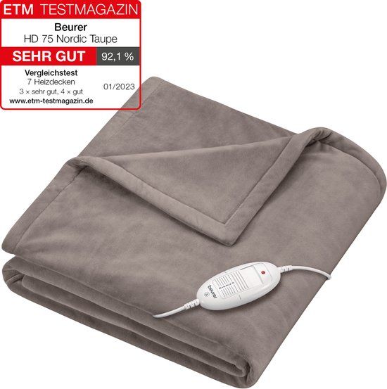 Beurer HD 75 elektrische bovendeken - 180 x 130 cm - Cosy Taupe