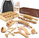 Ensemble de thérapie du bois – Ensemble de massage anti-cellulite de 10 pièces pour le corps, les jambes et les fesses – Rouleau de massage musculaire et outils de thérapie du bois contre la cellulite