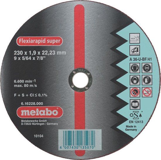 Metabo accessoires Metabo 616208000 Flexiarapid Super Doorslijpschijf - 115 x 0,8 x 22,23mm - 50 stuks