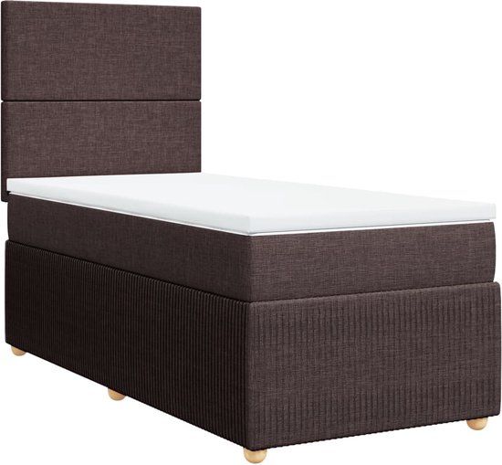 vidaXL Boxspring met matras stof donkerbruin 90x200 cm