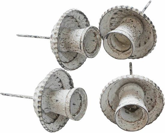LOBERON Kaarsenhouder met pin set van 4 Eldwick antiekwit/bruin