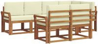 vidaXL - Hoek loungeset - 7 zitplaatsen - Natuurlijk en crème - Acacia hout