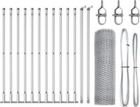 vidaXL - Hexagonal Mesh Fence with Concrete Base - 25 x 0.6 m - Galvanized Steel
