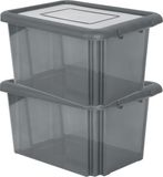 EDA Boîte de rangement 55L - 10 pièces - Gris - Empilable - Plastique