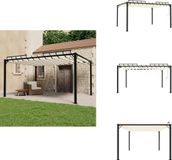 vidaXL Prieel met lamellendak 3x4 m stof en aluminium crèmekleurig