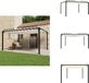 vidaXL Prieel met lamellendak 3x4 m stof en aluminium crèmekleurig