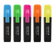 Genie 40022 markeerstift neongeel; oranje; roze; blauw; groen; met afgeschuinde punt; set van 5 lijnbreedtes: ca. 1-5 mm; afzonderlijk afneembaar