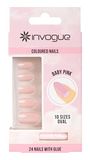 Invogue Ovale vorm valse 28 nagels, baby roze, 25 g