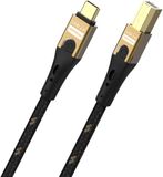 Oehlbach D1C9548 USB-C-kabel USB 2.0 USB-C, USB-B stekker 2 m Zwart/goud Afscherming gevlochten
