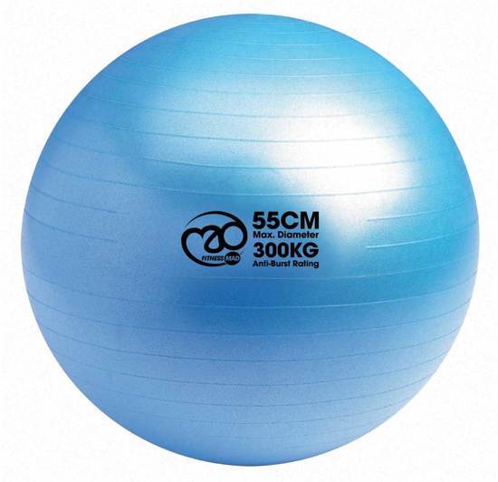 Fitness-Mad 300 kg swiss gym bal 55 cm blauw lich.lengte tot 167 cm