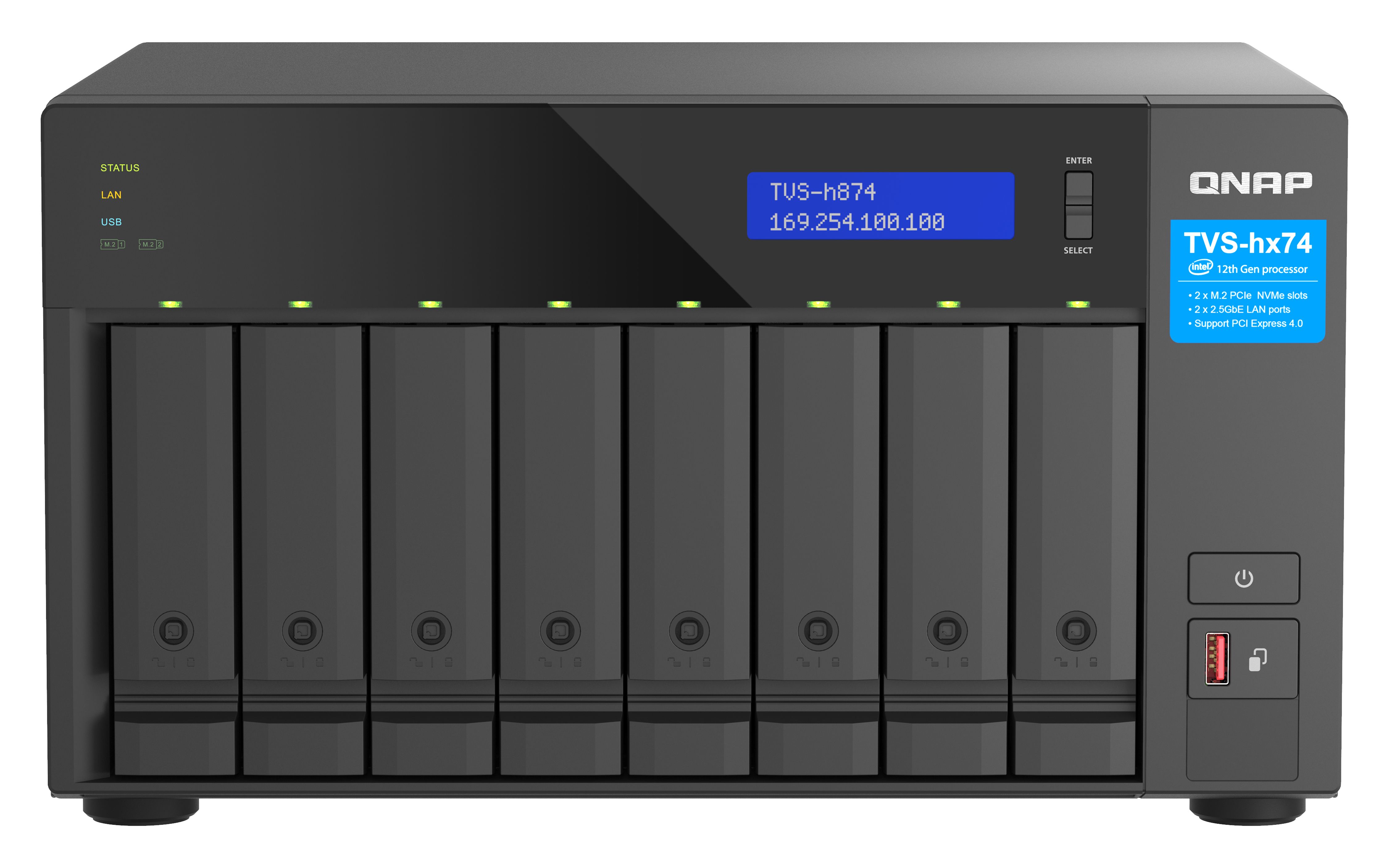 QNAP TVS-h874 NAS Tower - Intel Core i5-12400 - 32GB RAM - 8-Bay