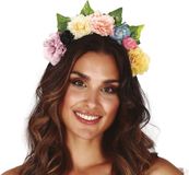 Fiestas Guirca Bloemen diadeem - multi kleuren - Hippie / flower power