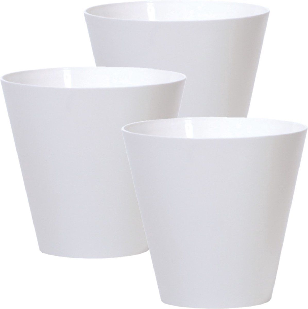 Prosperplast Set van 3x plantenpotten - dia 25 cm - parel wit