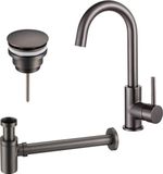 FortiFura Calvi Wastafelkraanset - Hoge wastafelkraan - Geborsteld gunmetal (antraciet)