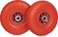 Merkloos Relaxdays 2x steekwagenwiel 3.00-4" - 260x85 mm - rubber - tot 80 kg - bolderkarwiel - rood