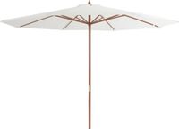 vidaXL Parasol met houten paal 350 cm zandwit