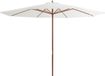 vidaXL Parasol met houten paal 350 cm zandwit