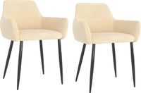 vidaXL Eetkamerstoelen 2 stuks fluweel crèmekleurig