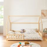 en.casa Kinderbed Hesel huisbed met uitvalbeveiliging 120x200 cm houtkleurig