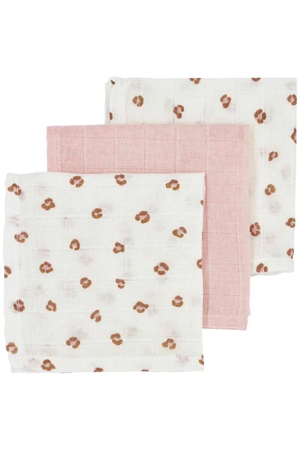 Meyco Hydrofiel Monddoekje Mini Panther - Set van 3 - Soft Pink - 30x30 cm