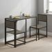 Set van drie eetstoelen met een metalen frame en een lage rugleuning