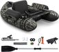 COAST™ Opblaasbare Vissersboot - Verstelbare Hengelhouder & Rugleuning - 2 Haakhouders - 135 x 109 x 54 cm - Camouflage