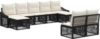 vidaXL Tuinbank - Set - 9 zitplekken - Zwart - Polyrattan