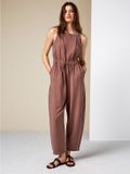 Next - Dames Jumpsuit met vierkante hals en wijde pijpen - Chocolate Brown