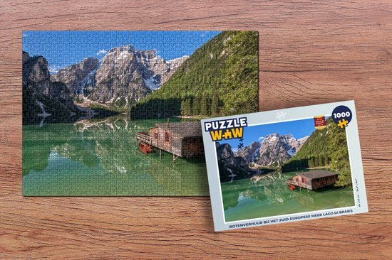 MuchoWow Puzzel Botenverhuur bij het Zuid-Europese meer Lago di Braies - Legpuzzel - Puzzel 1000 stukjes volwassenen