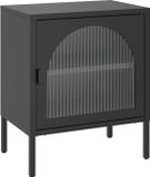 vidaXL Nachtkastje 50x35x60 cm glas en staal zwart