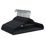 PORTENTUM Fluwelen Kleerhangers, 30 Stuks, Zwart