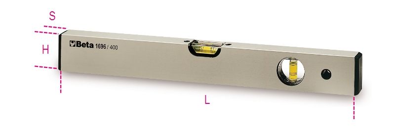 Beta Waterpassen vervaardigd geanodiseerd, geprofileerd aluminium, onbreekbare libellen nauwkeurigheid: 1mm/m 1696 500