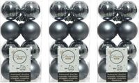 Decoris Kerstballen - 48 stuks - Grijs/Blauw - 4 cm - Kunststof