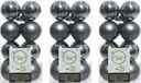 Decoris Kerstballen - 48 stuks - Grijs/Blauw - 4 cm - Kunststof