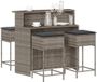 Prolenta Maison Exclusive 5-delige tuinset voor een bar, met kussens, grijs, van polyrotan