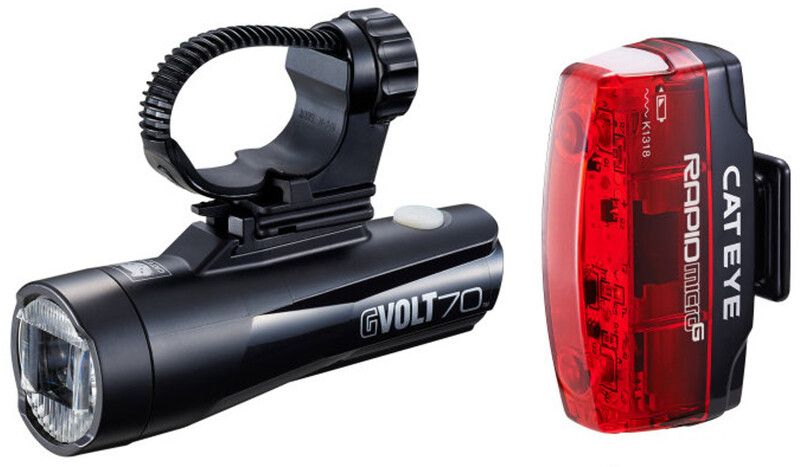CatEye GVolt 70.1 + Rapid Micro G Verlichtingsset, zwart