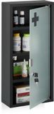 Merkloos Relaxdays Medicijnkastje met slot - 4 vakken - 57 x 27 x 12 cm - metaal - zwart