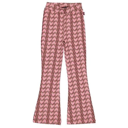 QPI flared broek met hartjes - roze