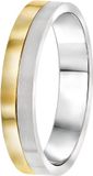 Lucardi Heren Vriendschapsring Parijs - Ring - Vaderdag Cadeautje - Staal - Zilver- en Goudkleurig