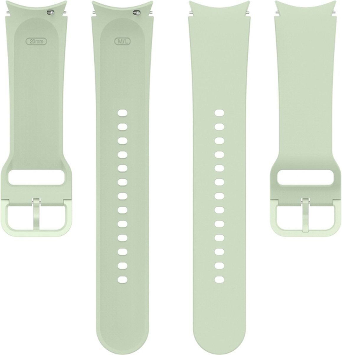 Intercella Siliconen bandje - zachtgroen - geschikt voor Samsung Galaxy Watch 4/Watch 4 Classic/Watch 5/Watch 5 Pro - maat M/L