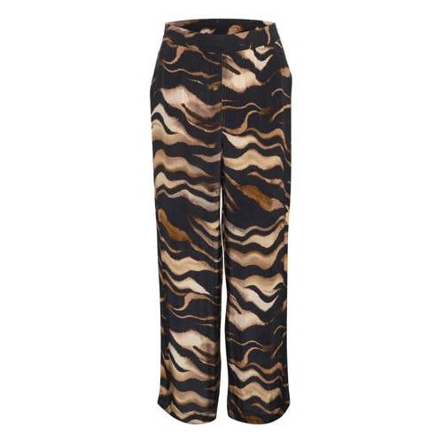 Kaffe High Waist Wide Leg Broek met Dierenprint - Bruin/Zwart