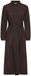 Ichi Damesjurk Fanty Chocoladetaart Polyester Crepe Lange Mouw Klassieke Kraag Knopen Casual Jurk