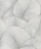 Kumano - Behang - Vliesbehang - Bladeren - Grijs/Beige - 0,53 x 10,05 M.