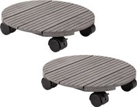 Form Plastic Plantenpot Trolley - 2x - Composiet - Grijs - Rond - 30 x 30 cm - Max 80 Kilo