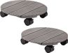Form Plastic Plantenpot Trolley - 2x - Composiet - Grijs - Rond - 30 x 30 cm - Max 80 Kilo
