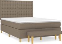 vidaXL Boxspringbed met matras, taupekleurig, 140x190 cm, met stoffen bekleding