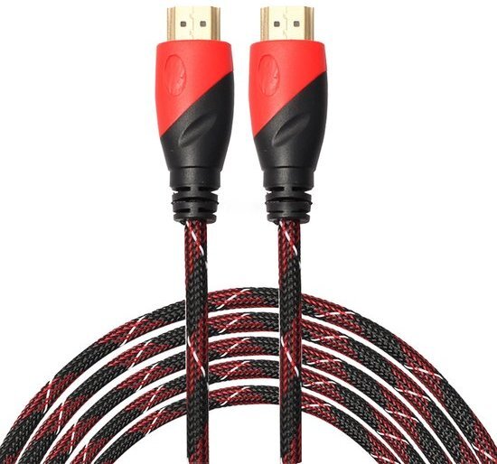 By Qubix HDMI kabel 10 meter - HDMI naar HDMI - 1.4 versie - 1080P High Speed - HDMI 19 Pin Male naar HDMI 19 Pin Male Connector Cable - Red line