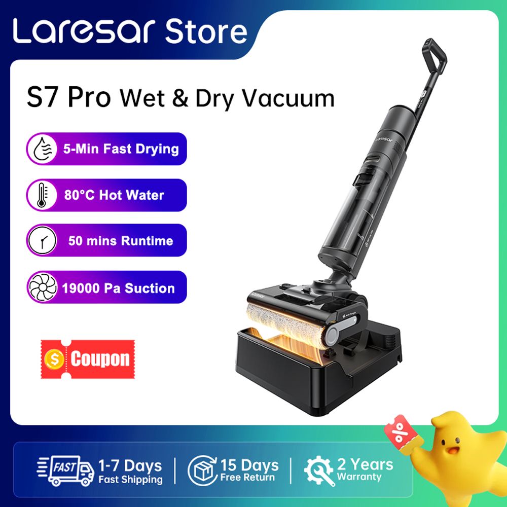 Laresar S7 Pro Draadloze Nat- en Droogstofzuiger