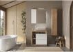 HAMBOURG Ensemble Meuble de Salle de Bain Vasque Simple, 79cm, Chêne Clair et Laqué Blanc, Colonne Incluse