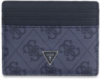 GUESS Leren kaarthouder Mito Card Case Blue Denim blauw
